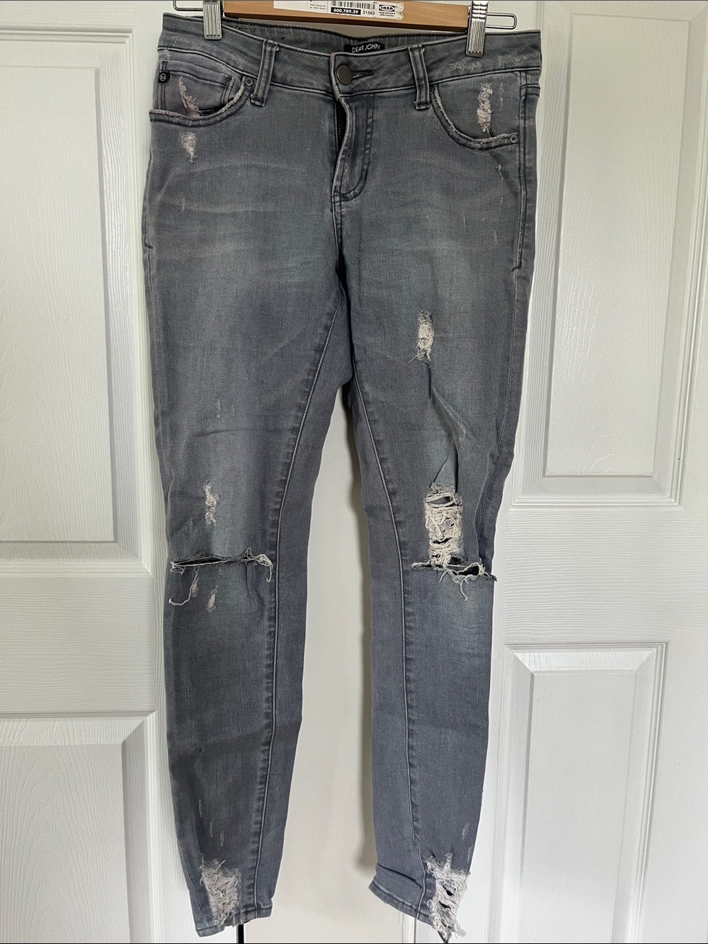 Dear John Distressed Skinny Jeans in Gray Wash